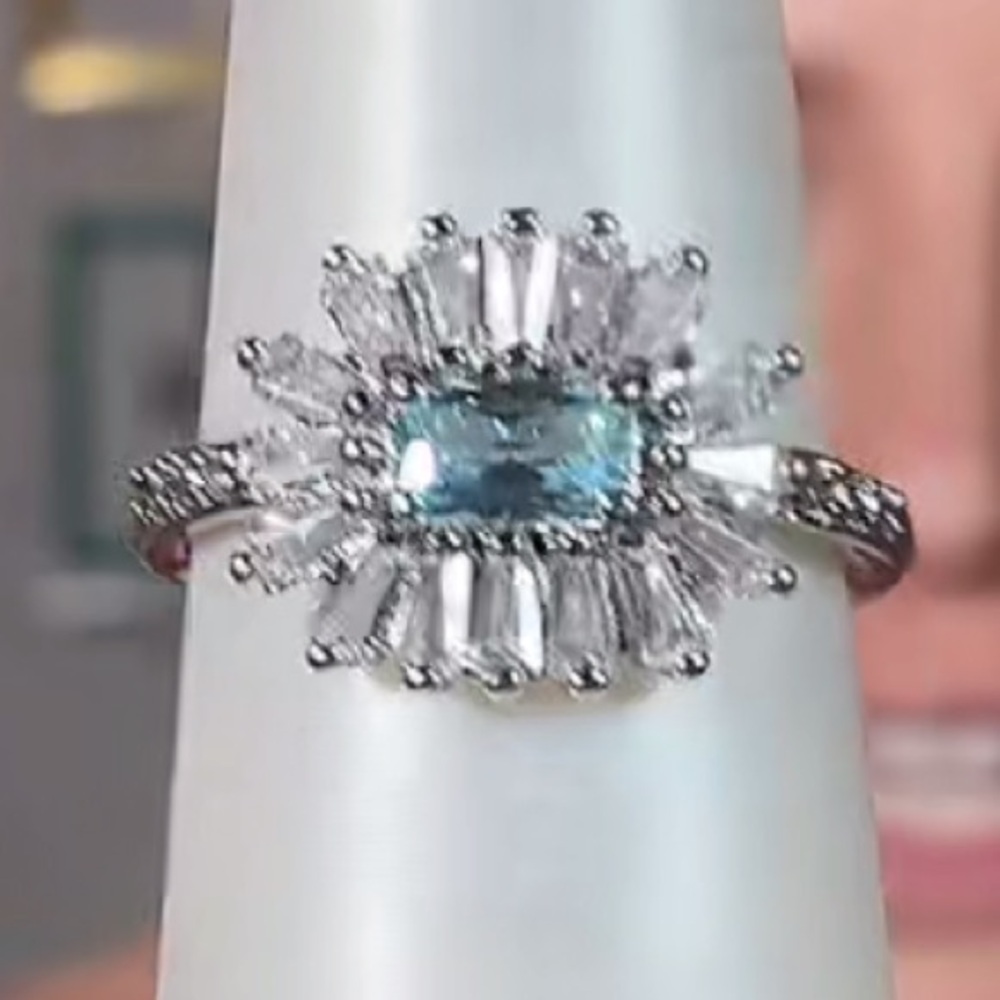 BOMB party BP - Kids size Elegant Silver and Blue hematite Ring adjustable  NEW